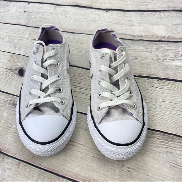 Converse All Star Double Tongue Junior Unisex Shoes Off white/Light Gray size 1 - Picture 2 of 10